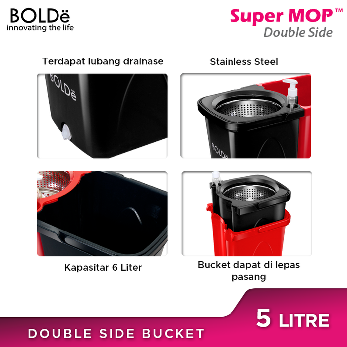 Bolde Super Mop DOUBLE SIDE Red Black